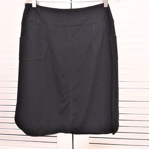 LOGO by Lori Goldstein Skirt Black Knit Casual Skirt w Pockets Womens Medium